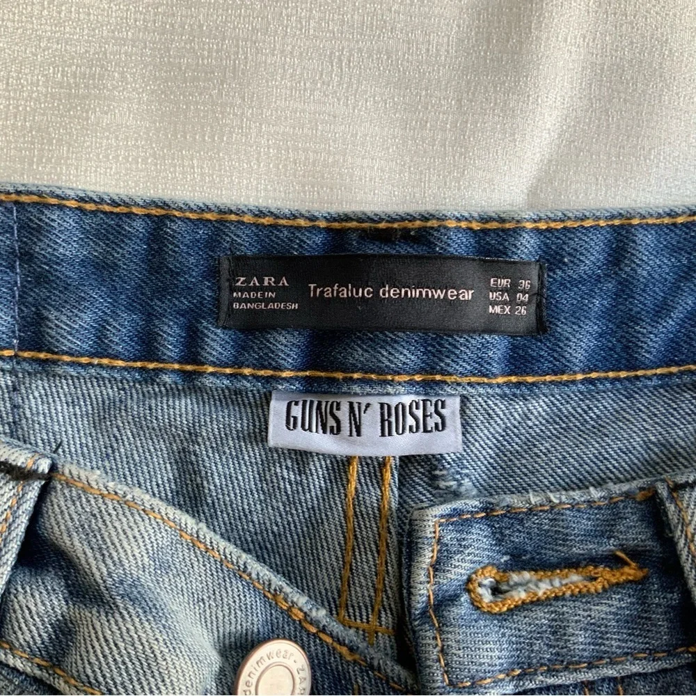 Zara Distressed Blue Jean Shorts with Patch